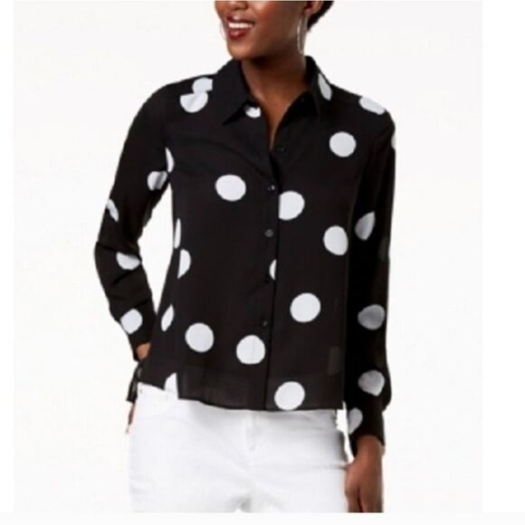 Black and White Polka Dot Women's Top - Picture 1 of 9